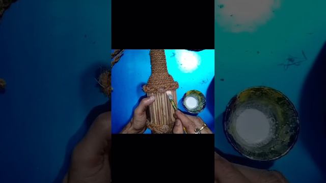 Making a vase with  glass bottle and coconut rope.#craft #art #diy #glass #rope #Bishnu Craft+vlogs