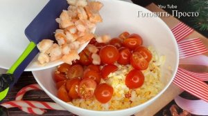 Вкусный салат с крабовыми палочками и креветками ??