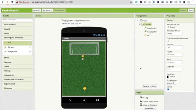 How to make a Football Game in MIT App Inventor 2