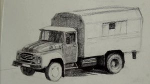 Нарисуй меня. ЗИЛ - 130, 1962. Рисунок.