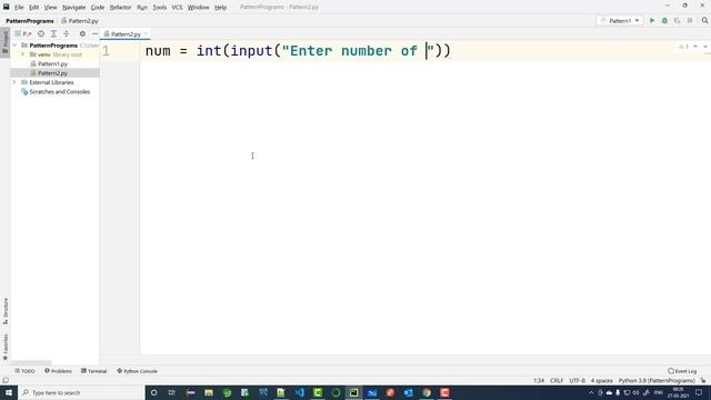 Pattern-2 : Pattern Programs in Python #3
