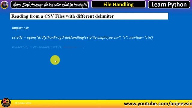 Python File Handling - 14 | CSV File Handling - 4 | Dictionary Writer and Reader