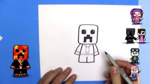 How To Draw Preston Playz Minecraft Skin  - EASY Chibi - Step By Step - Kawaii