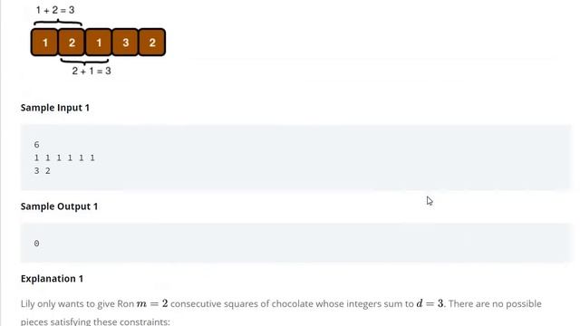 Subarray Division Hackerrank Solution - java | Hackerrank algorithm смотреть онлайн