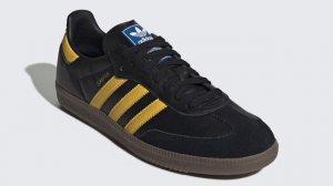 ADIDAS SAMBA OG Black & Yellow : White & Light Blue