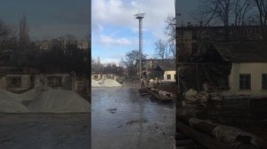 Как падает 20-метровая вышка ЖК Семейный (Видео 1)