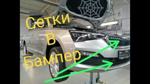 NEW Skoda Rapid установка защитных сеток в передний бампер. Skoda Rapid снятие переднего бампера.