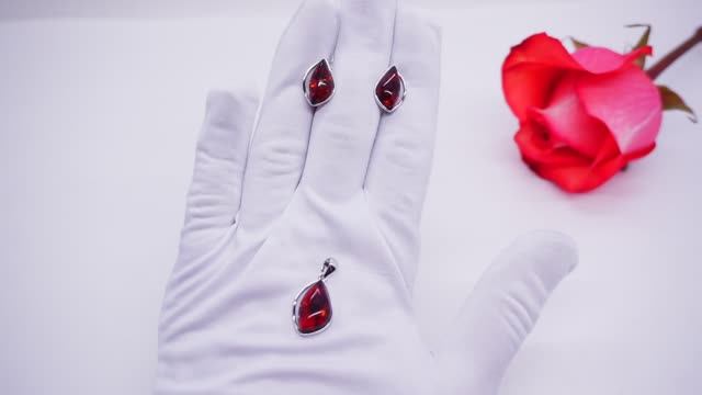 Гарнитур серьги и подвеска Серебро 925 балтийский янтарь вишневый родирование Ag 133 Хорошие Вещи