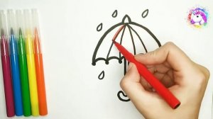 Как нарисовать зонтик. Раскраска зонт. Простые рисунки для детей.