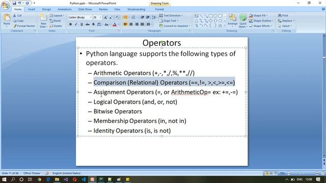 Python Tutorial - Part 16 - Operators | Comparison & Assignment | Python for Beginners |Learn Pytho