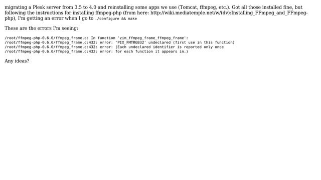 Webmasters: Installing ffmpeg-php on Media Temple Server смотреть онлайн