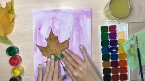 Печать осенними листьями. Букет.