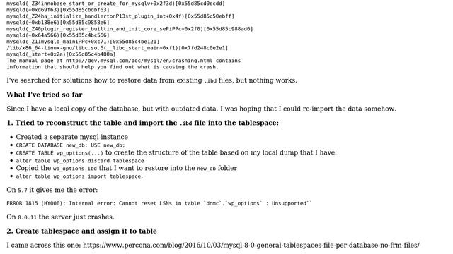 Databases: MySQL restore lost data after update from 5.7 -＞ 8.0.11 смотреть онлайн
