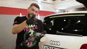 Полировка заднего стекла Audi новым ротором Heavy Polisher от Shine Systems