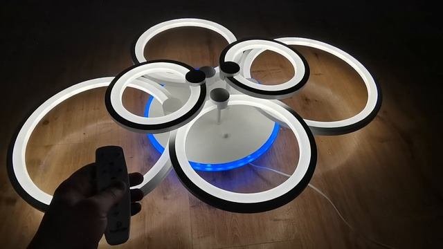 Демонстрация режимов работы светодиодной управляемой люстры Profit Light 8077/6 WHT