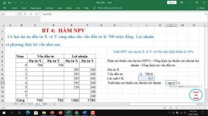 Hàm NPV trong excel - Bài tập 4 | Hàm tài chính trong excel | Excel tài chính #Exceltaichinh #excel