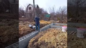Заливка бетоном, несъёмной опалубки