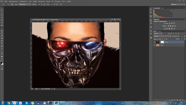 Делаем фото монтаж под Терминатора в Photoshop смотреть онлайн