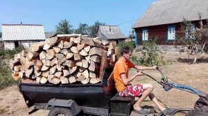 мотоблок мтз 05 с двигателем WEMA 16HP перевозка дров