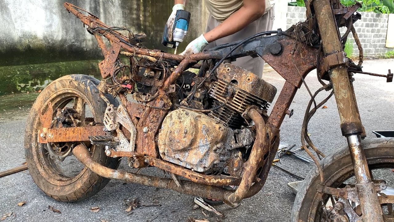 Реставрация старых мотоциклов до kawasaki # Rebel2r 4