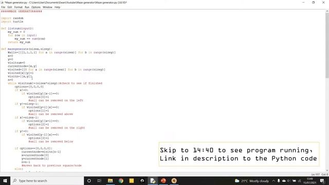 Maze Generation Algorithm on Python смотреть онлайн