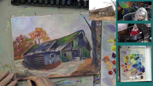 How to Add Color to a Dull Photo of an Old Barn  with Acrylics for Beginner and Advanced Artists