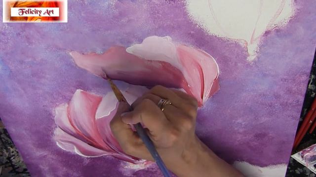 Magnolia. Floral Abstract Art Painting. Modern Art. Full Demonstration.