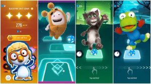 Pororo the little penguins vs oddbods vs talking tom vs crong pororo - tiles hop EDM Rush