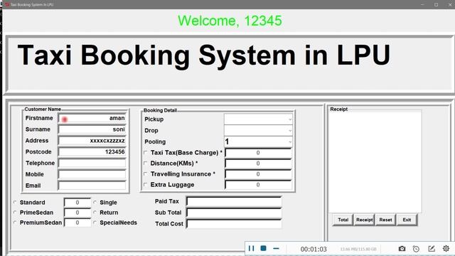 GUI Taxi Booking Application in Python using Tkinter Library | python 2.x | python 3.x