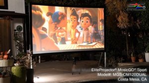 EliteProjector MosicGO® Sport with Yard Master 2 WraithVeil® Dual sided projector screen