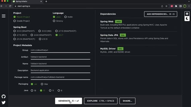 Create Spring Boot project and packages || Full Stack CRUD Application Spring Boot and React - 01