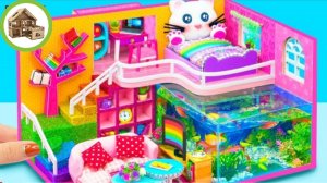 Миниатюрный домик для котенка с подземным аквариумом и роскошной комнатой из картона /201