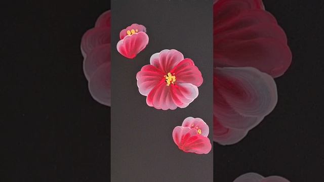 one stroke flower painting on paper #art #painting #shorts #ytshorts