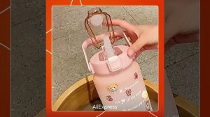 Бутылка для воды с соломинкой большой вместимости, 2 литра.