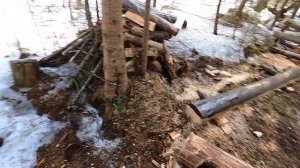 Баня в лесу из валежника ,начало часть первая