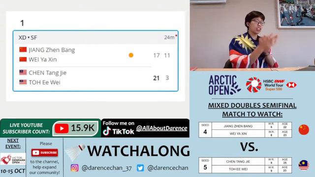 JIANG ZB/WEI YX 🇨🇳 vs. CHEN TJ/TOH EW 🇲🇾 LIVE! Arctic Open 23' 芬兰公开赛 SF | Darence Chan Watchalong смотреть онлайн