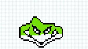 Рисуем по клеточкам Гринча в шапке Санты. We draw the Grinch in Santa's hat on the cells.