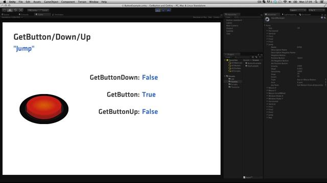 Unity Скриптинг GetButton GetKey Нажатие кнопки Управление с клавиатуры
