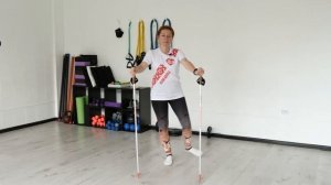 Разминочный комплекс с палками для скандинавской ходьбы