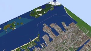 Extreme render distance in Minecraft city!