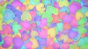Яркий видео фон разноцветные сердечки 1 час HD