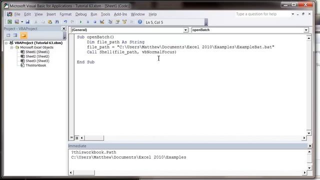 Excel 2010 VBA Tutorial 63 - Using Shell Command to open a batch file смотреть онлайн