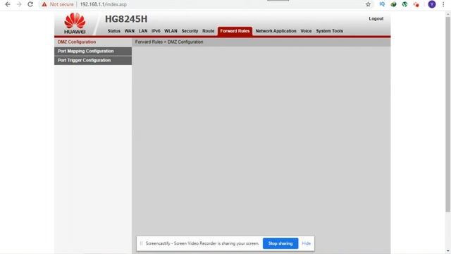 How to port forward using DMZ protocol in Huawei  HG8245H