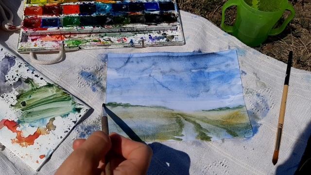 ВЕТРЯКИ |Быстрая зарисовка в дороге?Акварель