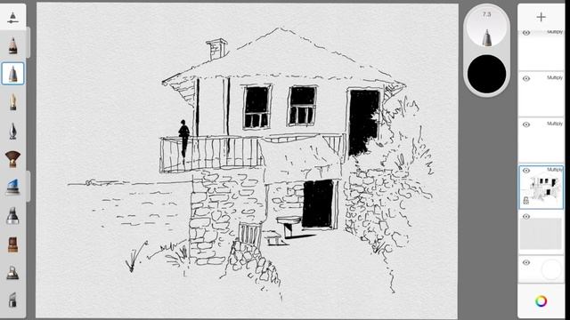 Urban sketching pen wash watercolor for beginners || Urban Sketching digital for beginners смотреть онлайн