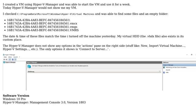 Hyper-V-Manager does not show any VMs and the "actions" pane is empty (2 Solutions!!) смотреть онлайн