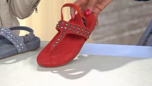 Marc Fisher Suede T-strap Sandals w/ Stud Detail - Sagria with Leah Williams