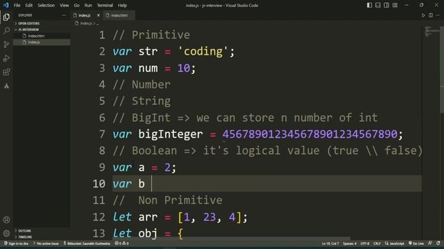 JavaScript Datatypes Interview Questions | Data Types in JavaScript | Frontend Interview Questions