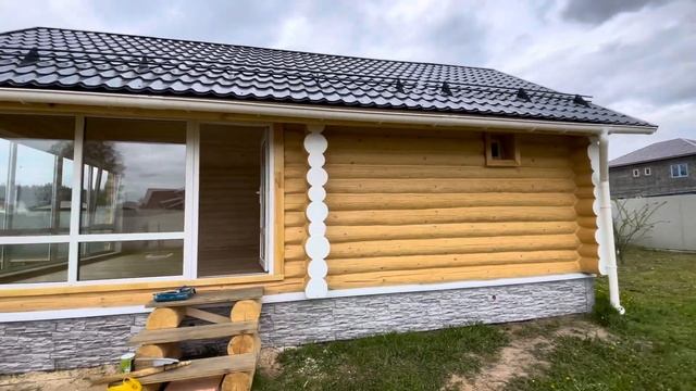 Отделка бани ручной рубки из сосны