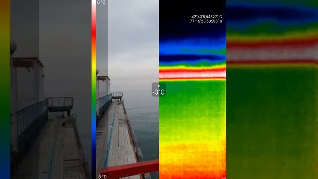 Иссык-Куль через тепловизор, зима. смотреть онлайн